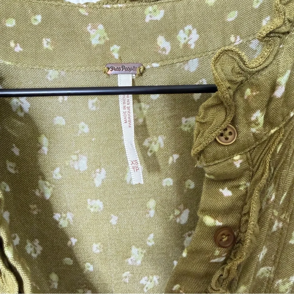 Free People Rare Feeling Maxi Dress Green Kiwi Combo Cottagecore Womens‎ Size XS